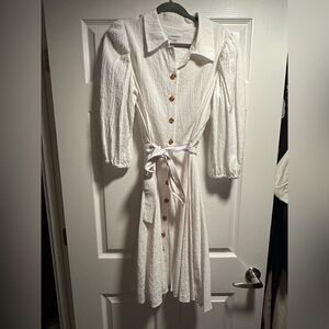 Calvin Klein white button-down wrap dress